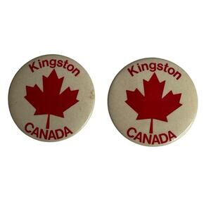 Vintage Lot of 2 Kingston Canada Pin backs Buttons